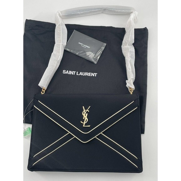 NEW! Saint Laurent YSL Black Chain Envelope Shoulder Bag Purse Authentic - Picture 6 of 15